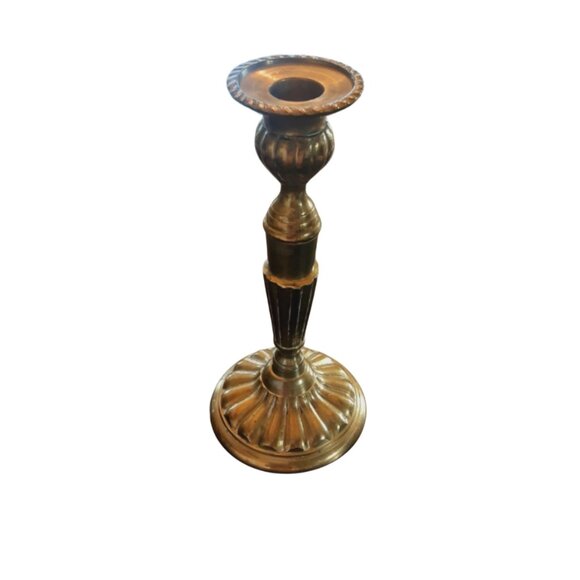 Solid Brass Candlestick Holder. Made In India. 8" X 3.75" - Picture 5 of 5